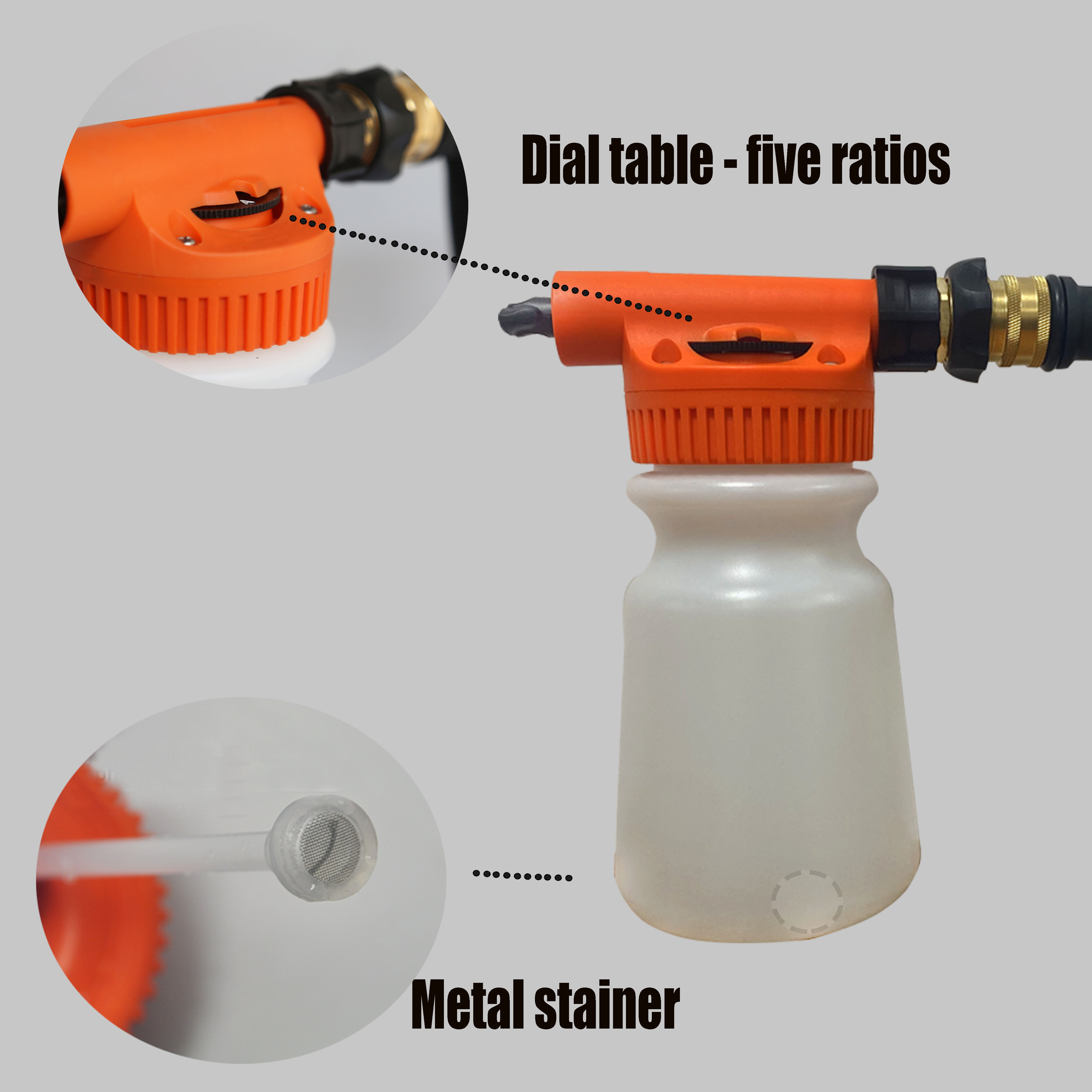 Lawn and garden on hose sprayer plastic spray bottle with heavy duty hose nozzle for soil treatment and fertilization