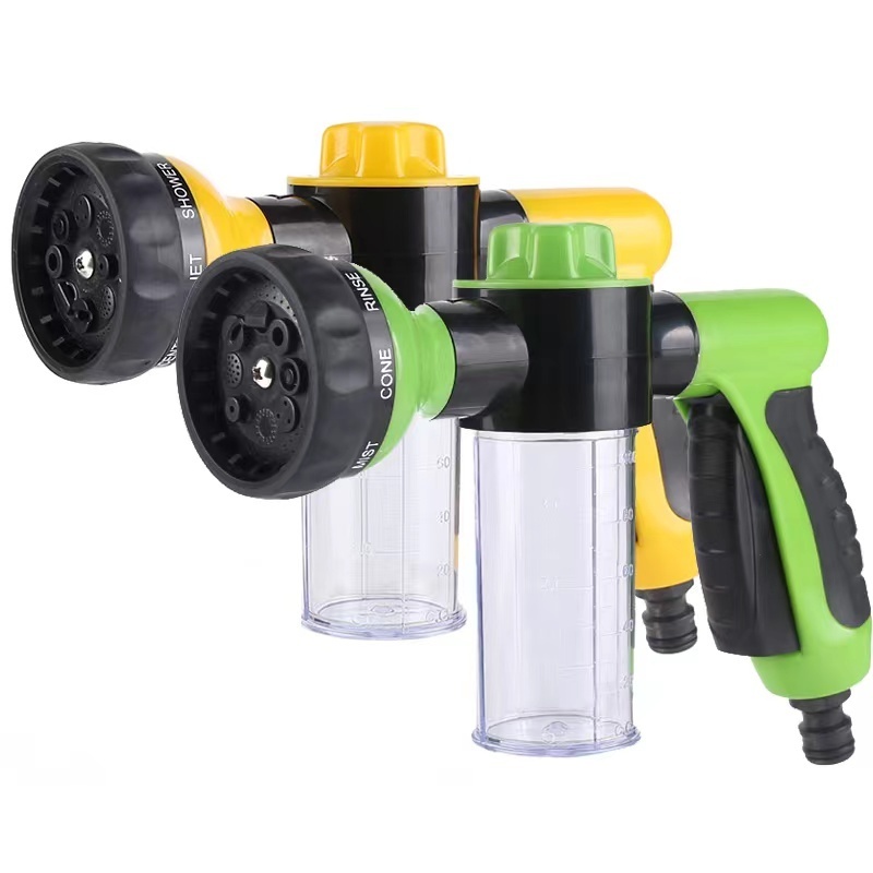 8-in-1 Multi-Functional Car Wash Brush Foam Gun with Garden Hose Nozzle Spray Technique Car Wash Tool Cannon