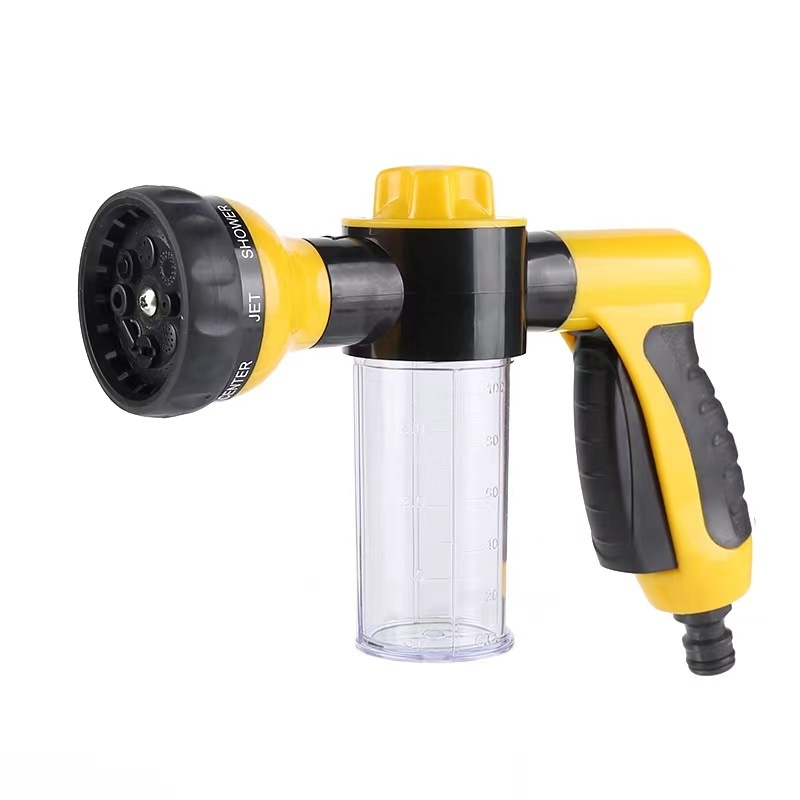 8-in-1 Multi-Functional Car Wash Brush Foam Gun with Garden Hose Nozzle Spray Technique Car Wash Tool Cannon