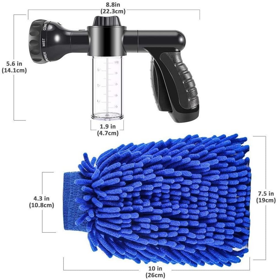 8 in1 Car Wash Brush Foam Gun Garden Hose Nozzle Foam Cannon Bottle Soap Sprayer