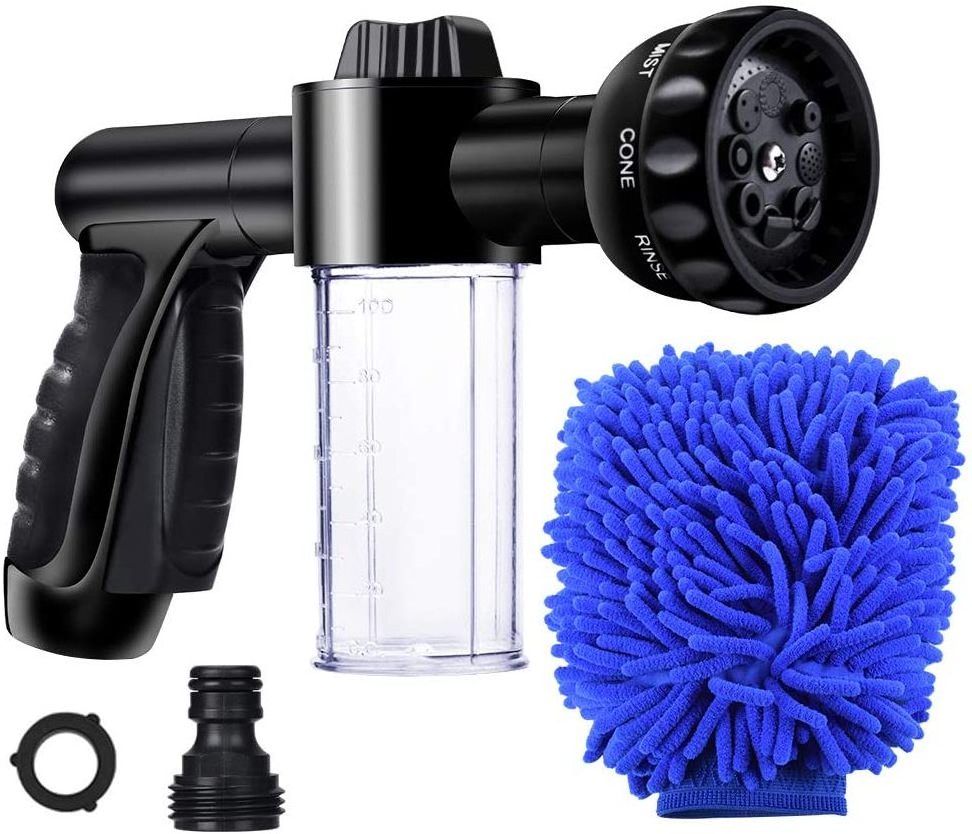 8 in1 Car Wash Brush Foam Gun Garden Hose Nozzle Foam Cannon Bottle Soap Sprayer