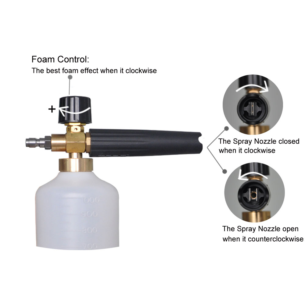 Pressure Washer Gun, Foam Cannon with 1/4 Inch Quick Connector, Power Washer with M22-14 mm Inlet Connector