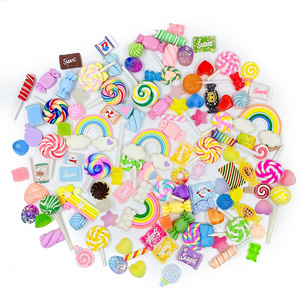 100pcs Assorted Lollipop Sweet Candy Resin Flatback Slime Charms For DIY Craft Making Nail Art Phone Case Decoration