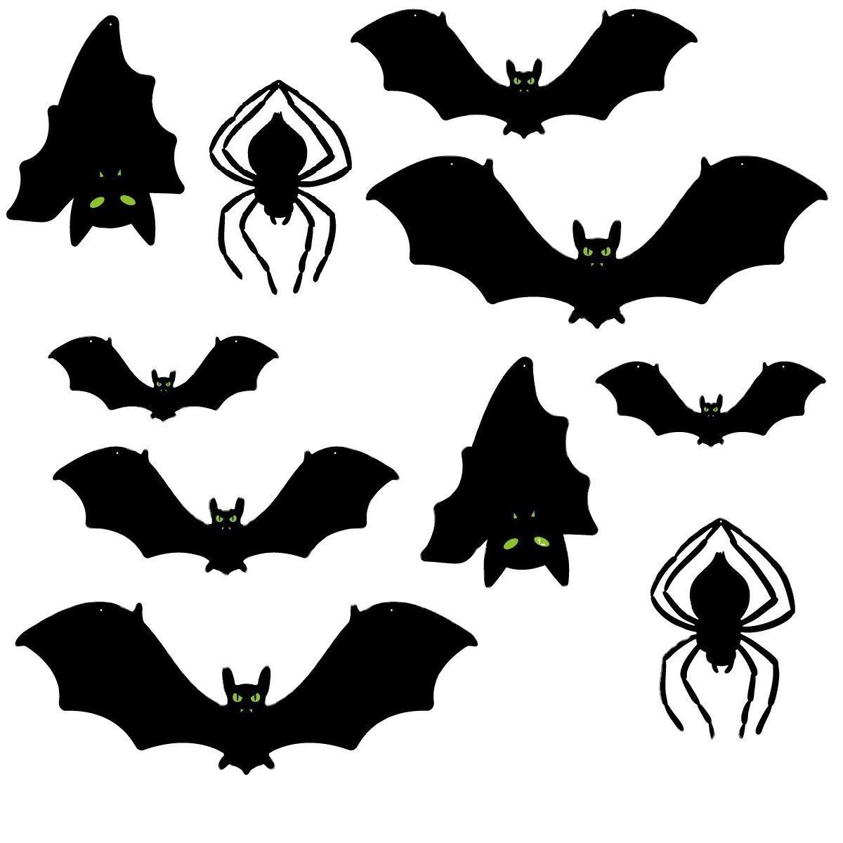 Eyes Glow In Dark 3D Bat Halloween Decoration Stickers for Home Decor 5 Size Waterproof Black Spooky Bats for Room