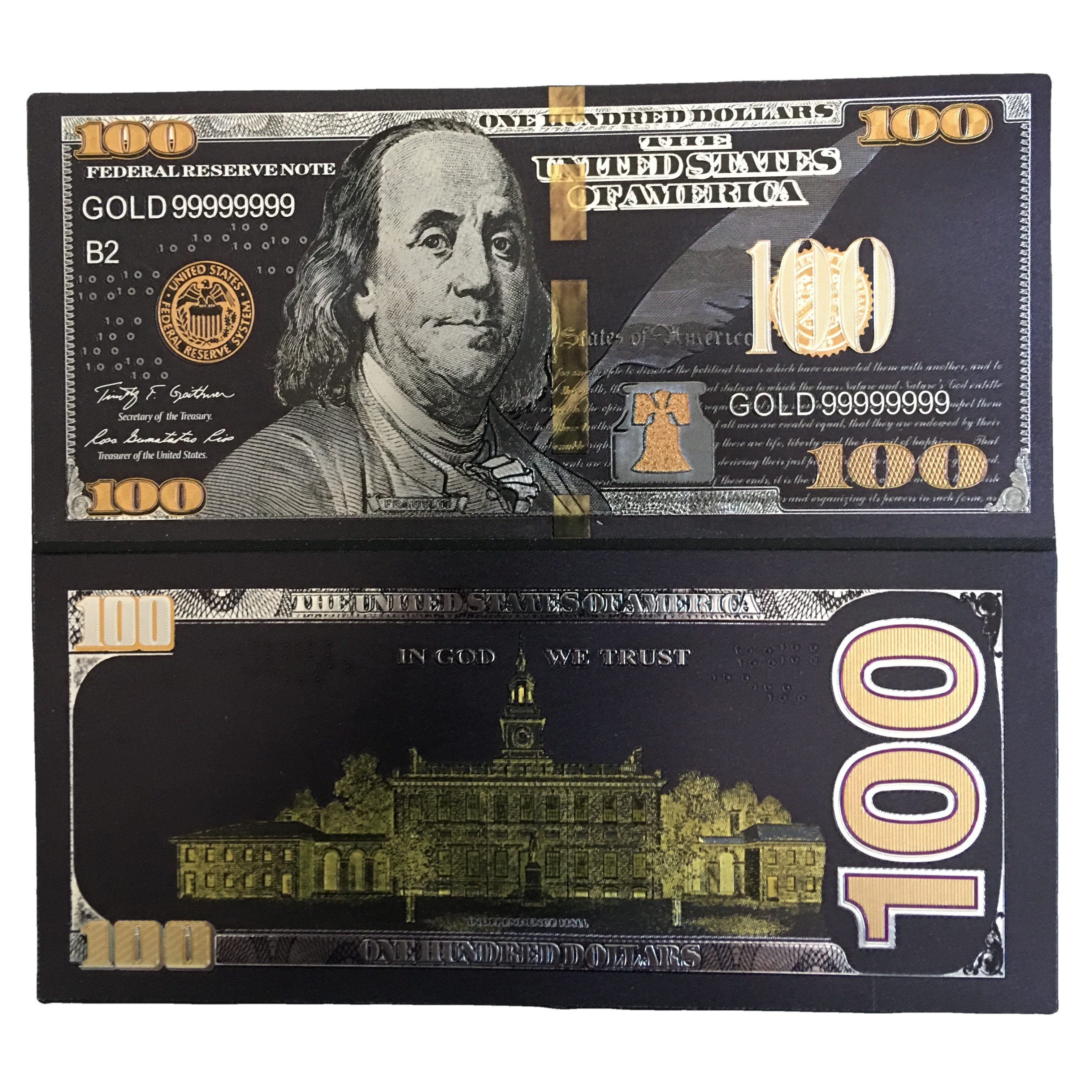 Gold Foil Banknote prop money usa 100 dollar Bill Commemorative Dollars Silver Banknotes Black Collection Card Usa Dedor Gift