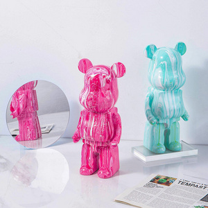 Factory Wholesale Diy Resin Craft White Bear Figurine 28cm 50cm 80cm Size Bear Sculpture Fluid Bear Bearbrick Blank