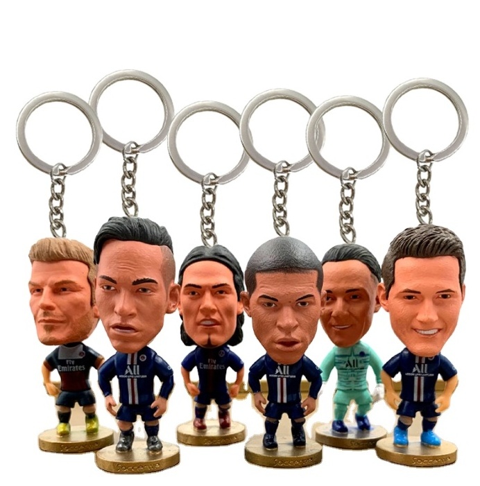 Wholesale creative Messi doll keychain pendant football star doll keychain rubber key ring