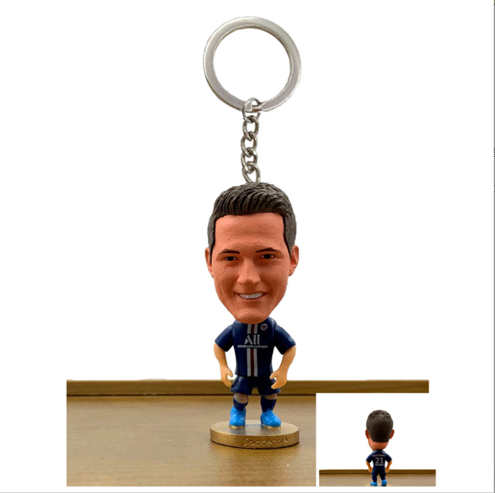 Wholesale creative Messi doll keychain pendant football star doll keychain rubber key ring