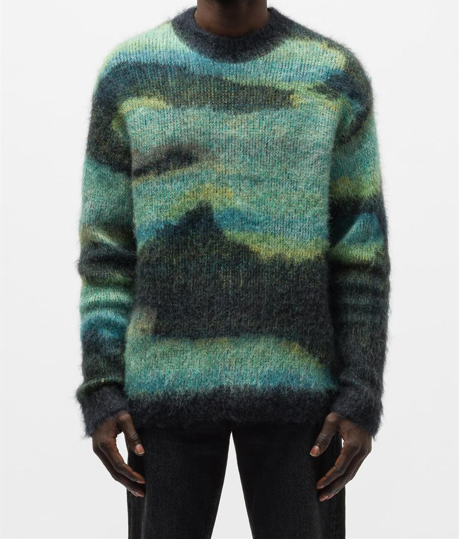 Luxury heavy mohair and wool jumper angora mohair knitted sweater for men