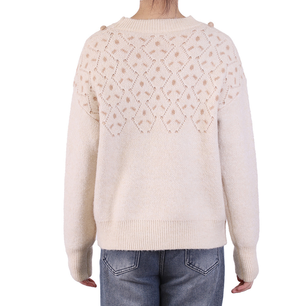 Custom OEM women's sweaters Round Neck girl pullover knit top Long Sleeve crocheted knitting Oversized ladies sweater for women