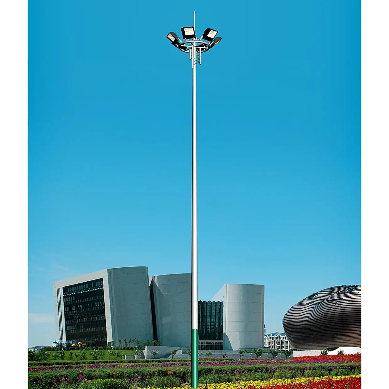 Middle High Mast Lighting Pole 50 Aluminum 65 1000 Watt 1000W IP65 Halogen Bulbs E40 100 Led Flood Light