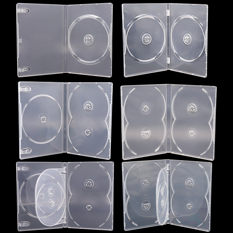 PP Plastic 6 Disc CD Box With Double CD Tray 14mm 3 Disc Blank DVD Case Black DVD Case Clear Single 1-Disc DVD Case