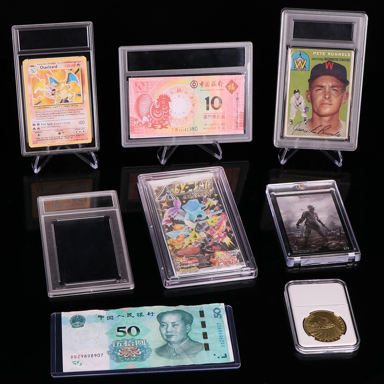 WEISHENG Plastic GPPS 35pt 55pt 75pt Coin Slab PSA Card Holder For Baseball Pokemon Graded Card Slab Magnetic Card Holder