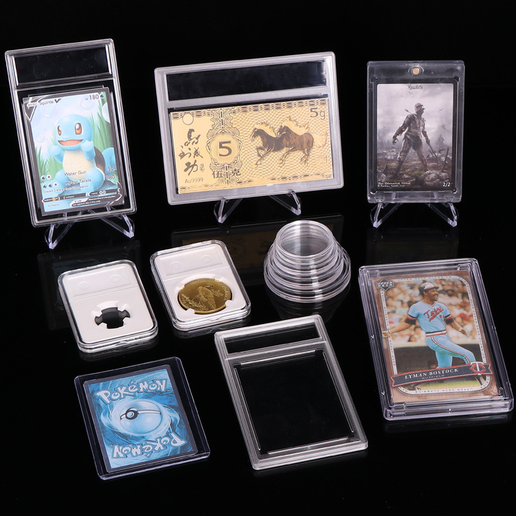 WEISHENG Plastic GPPS 35pt 55pt 75pt Coin Slab PSA Card Holder For Baseball Pokemon Graded Card Slab Magnetic Card Holder