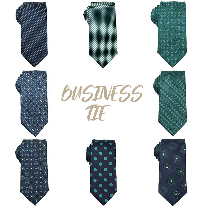 Stock Green Series  Micro Fibre Necktie 100% Polyester Ties For Men Fashion Jacquard Neckties For Boy