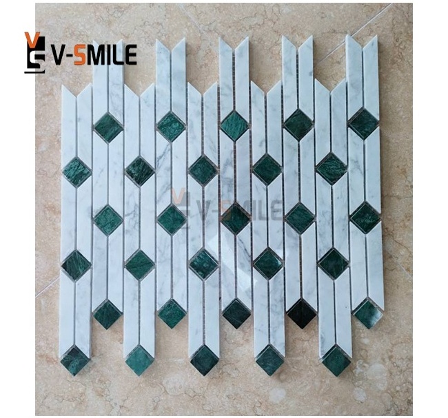 Factory Supply Long Green Strip Finger Mosaic Tile Backsplash Bathroom Mosaic Wall Tiles