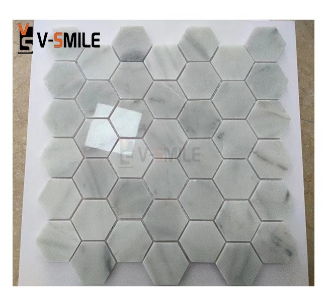 Hexagon White Marble Stone Mosaic Tile for wall decoration bathroom kitchen