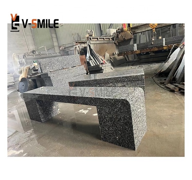 Polished Upright Monument grey Granite Book Style Headstone  Simple Monument Tombstone Open book shaped carving