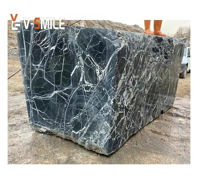 building material custom cutting large size natural stone green rough solid marble block