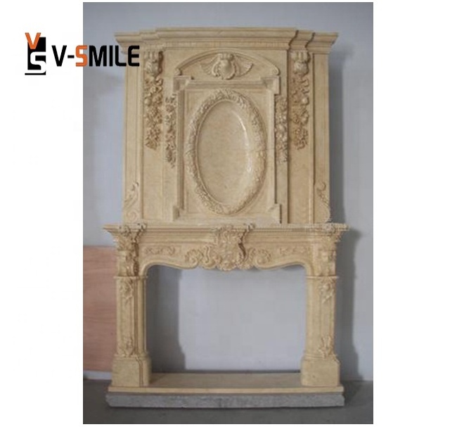 Customized Home 3D Indoor Mantel Interior Decorative Marble Fireplace Surround