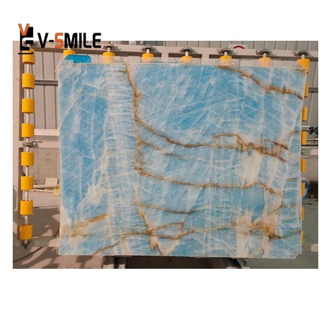 Translucent ice age natural onyx blue marble background wall plate and floor tile countertops