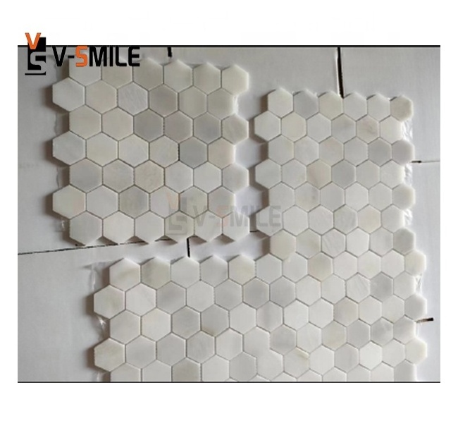 Hexagon White Marble Stone Mosaic Tile for wall decoration bathroom kitchen