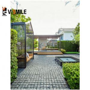 LANDER Pavers Outdoor Fan Shape Cobble Stone Meshed Pavement Mats Granite Patio Driveway Paving Stone