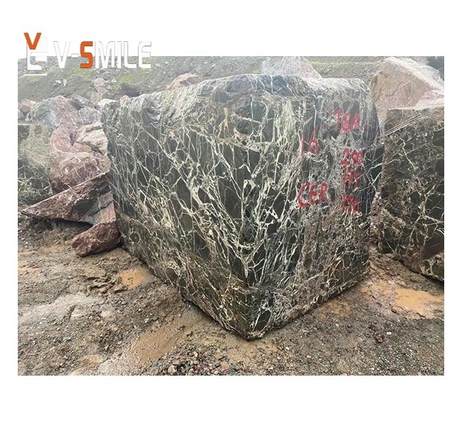 building material custom cutting large size natural stone green rough solid marble block