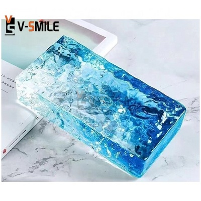 Solid ice crystal crystal glass brick, transparent square partition wall, hollow crystal brick blank crystal block