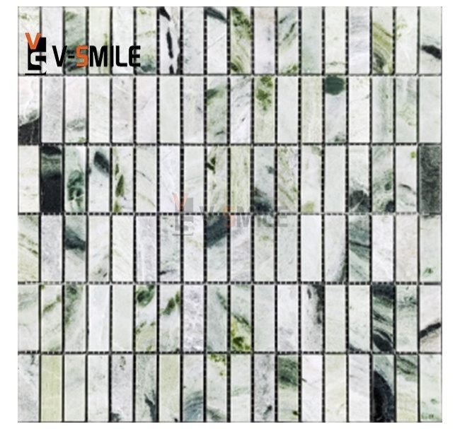 Factory Supply Long Green Strip Finger Mosaic Tile Backsplash Bathroom Mosaic Wall Tiles