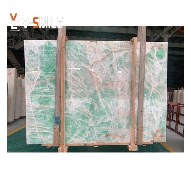 Amazing Glass Fiber Transparent Board Thin Backlit Laminated green Onyx Marble Wall Panel