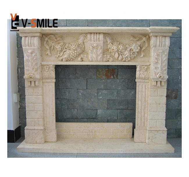 Customized Home 3D Indoor Mantel Interior Decorative Marble Fireplace Surround