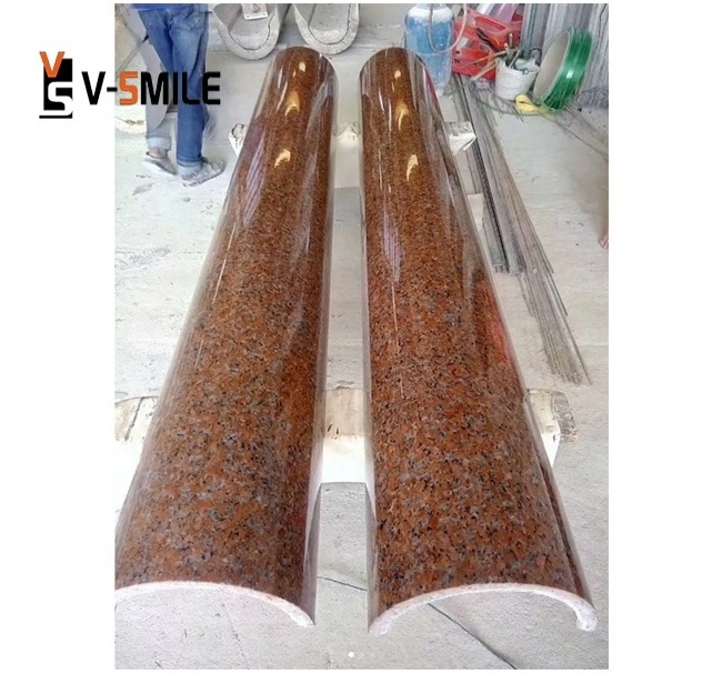 India red granite  Pillars Hollow column sketch plate red color Imperial Red  granite arc panel column Roman column