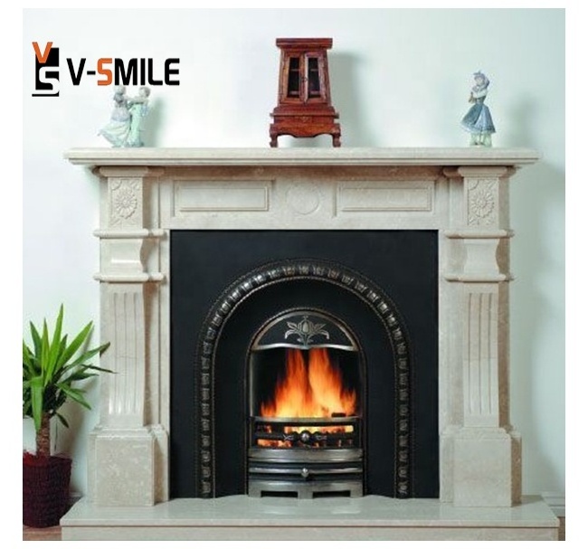 Customized Home 3D Indoor Mantel Interior Decorative Marble Fireplace Surround