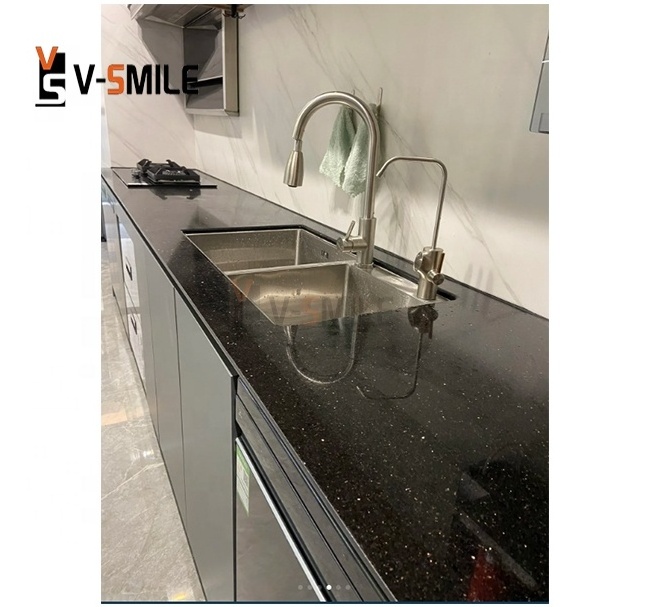 granite Black Galaxy Slab black granite tiles Countertop vanity top sink countertops Cabinet board