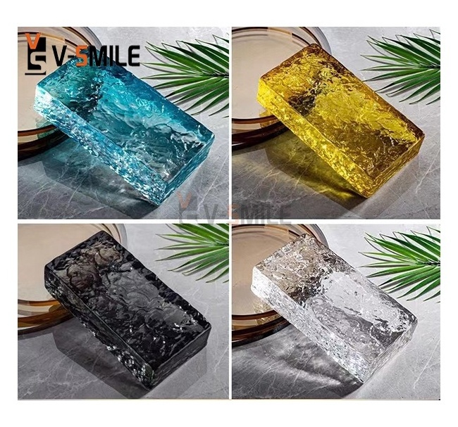 Solid ice crystal crystal glass brick, transparent square partition wall, hollow crystal brick blank crystal block