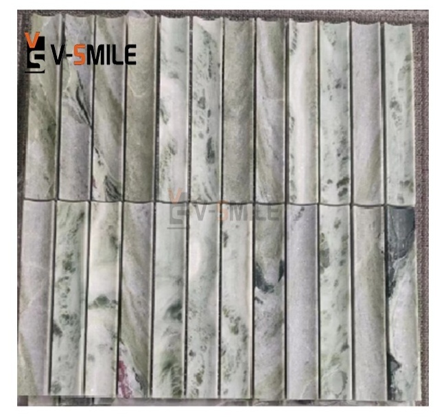 Factory Supply Long Green Strip Finger Mosaic Tile Backsplash Bathroom Mosaic Wall Tiles