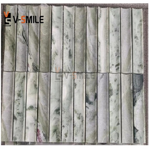 Factory Supply Long Green Strip Finger Mosaic Tile Backsplash Bathroom Mosaic Wall Tiles