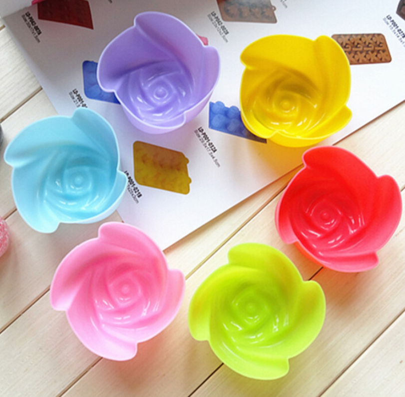 Colorful Multi Shapes Baking Cake Liners Single Cavity Muffin Cake Molds Silicone Cupcake Cup