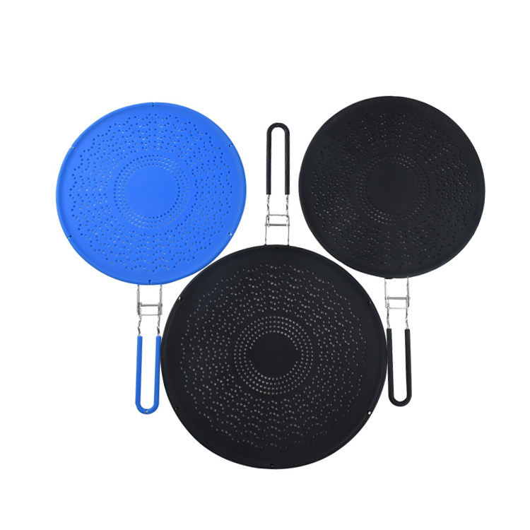 13 In Fine Mesh Griddle Guard Foldable Handheld Protector Grease Silicone Round Splatter Screen For Cooking