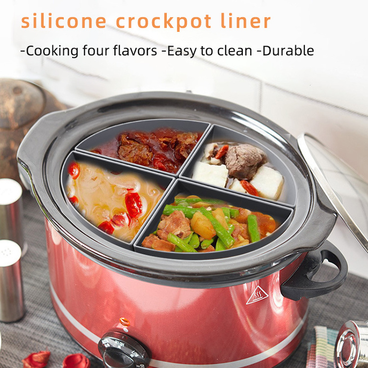 Wholesale Manufacturer Custom Full Size Silicon Insert Reusable Slow Cooker Fit Crock Pot Divider Liners Silicone Crockpot Liner