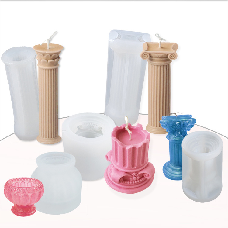 Manufacture Custom Epoxy Resin Moulds Rome Pillar Luxury Silicone Candle Molds For Candle Making