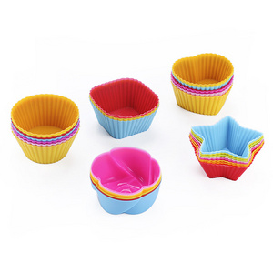 Colorful Multi Shapes Baking Cake Liners Single Cavity Muffin Cake Molds Silicone Cupcake Cup