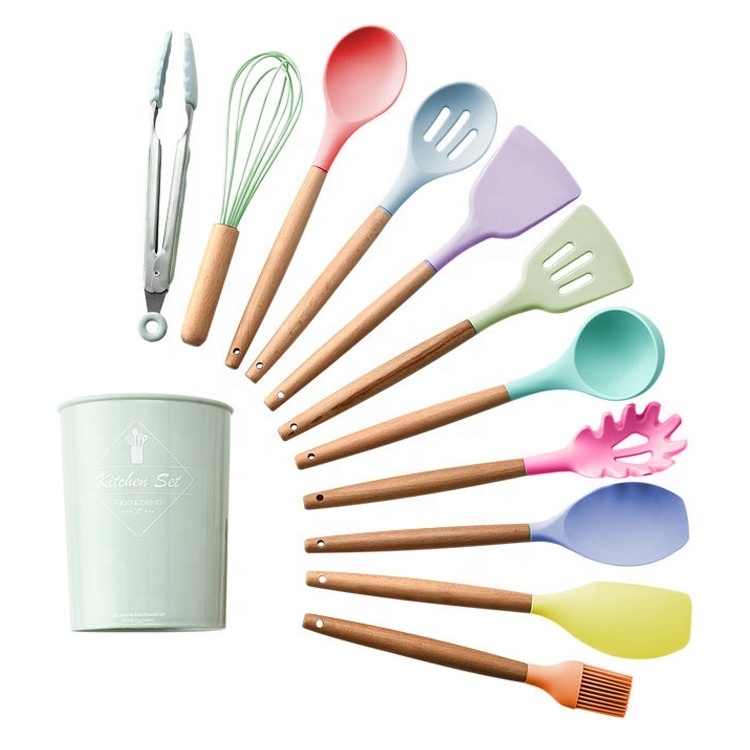 New Gift Modern Colorful Home Essentials Cooking Tools Kitchenware Silicone Kitchen Utensils Set Made Of Silicone