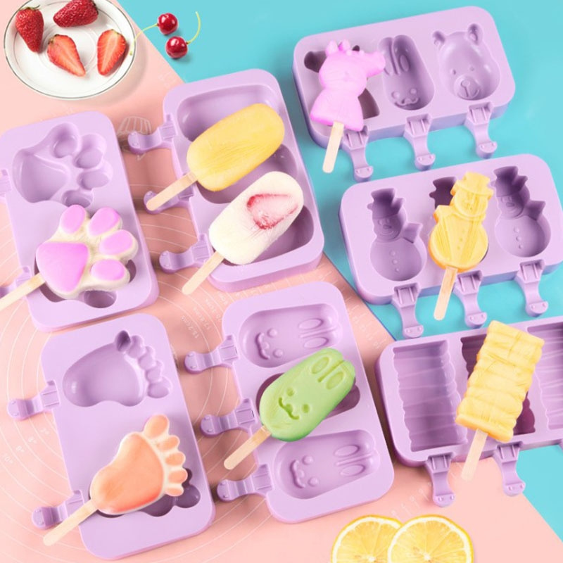 Freezer Safe Homemade Ice Pop Mould DIY Having Lid Sticks  Popsicle Mold Cartoon Ice Cream Molds