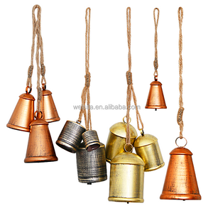 CowBells for Rustic Christmas Decor 3pcs/Set Rustic Vintage Metal Cow Bells on Rope Set Wind Chime Hang Bell Garland Bells