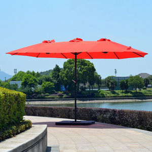 Outdoor Large Double-sided Large Patio Twin Umbrella with Cross Umbrella Seat