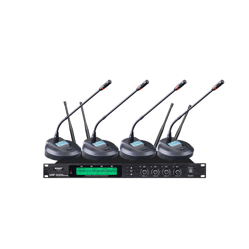 Professional High Quality Four-Channel UHF Collar clip Wireless Handheld Microphone Karaoke system System U-6124