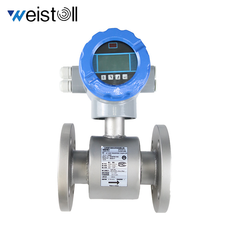 Weistoll SS316L Magnetic Flowmeter Sewage Seawater Brine Corrosive Liquid 4-20mA Electromagnetic Flow Meter