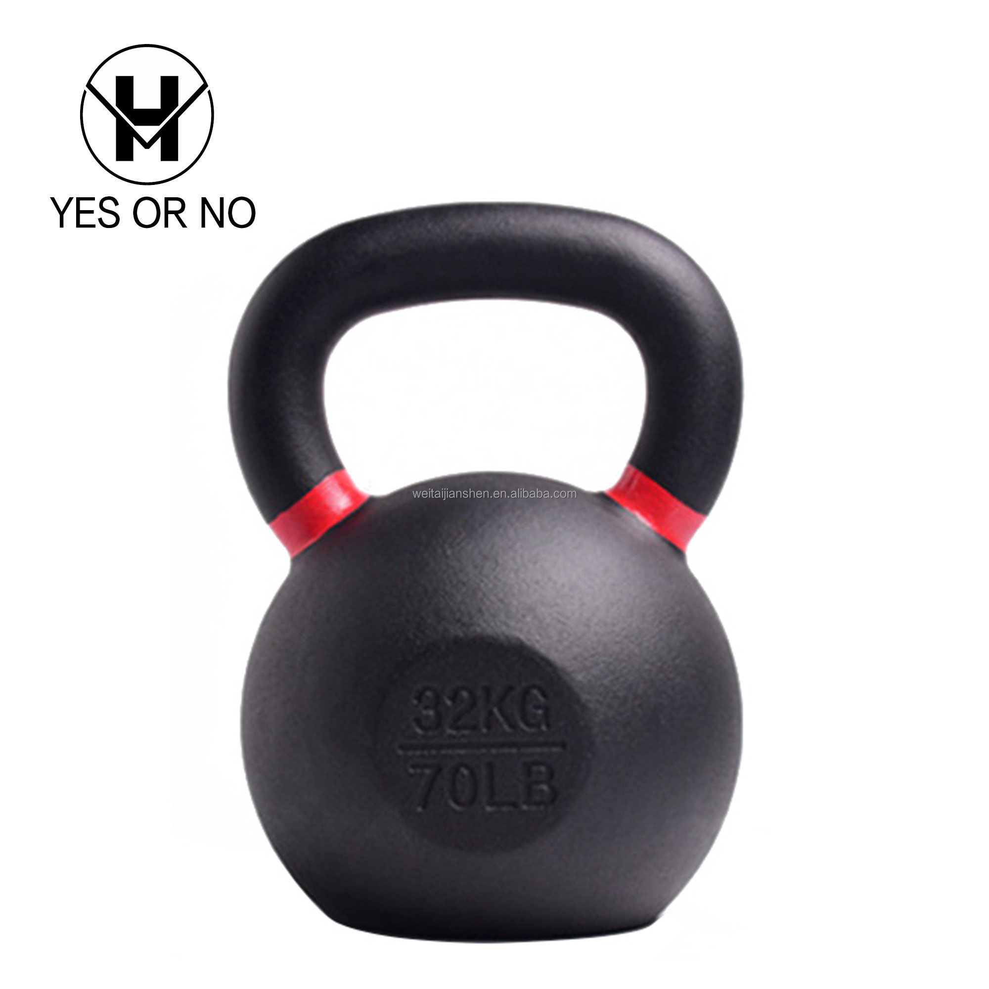 YES OR NO Wholesale Gym Fitness Coated Cast Iron Black Color Weights Iron Sand Competition Kettlebell